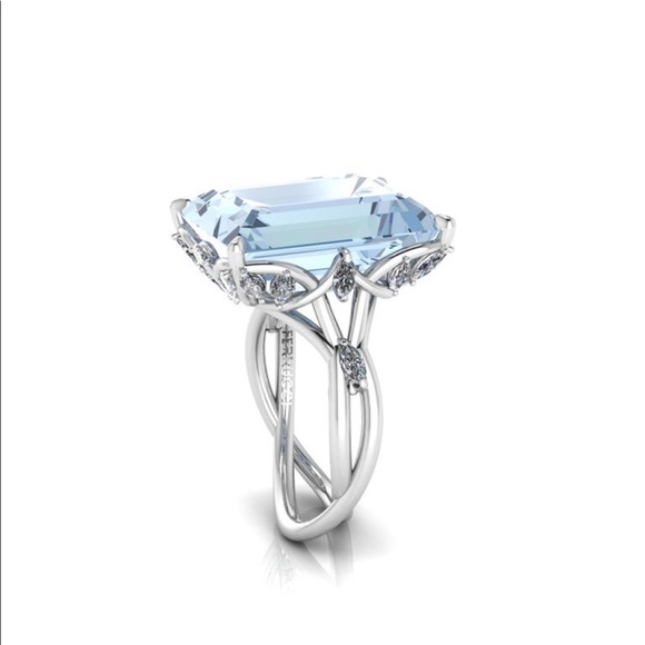 Ferrucci 12.45 ct emerald cut aquamarine gemstone ring. GIA Certified! - Picture 11 of 12